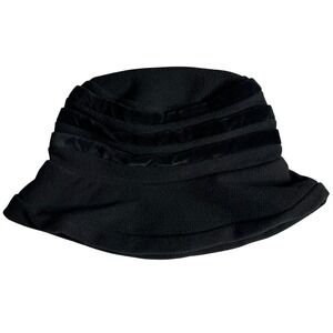 Vintage‎ Lady Rachel Black Wool Blend Cloche Hat Made in Italy Tiered Pleated